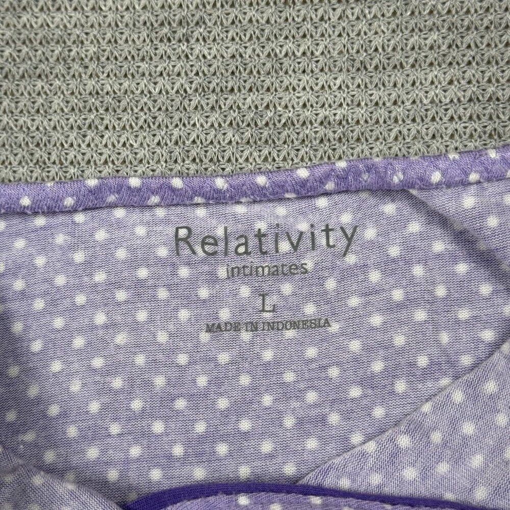 Relativity Intimates Night Dress Size L Purple Polka Dots V Neck Sleeveless - Picture 9 of 14
